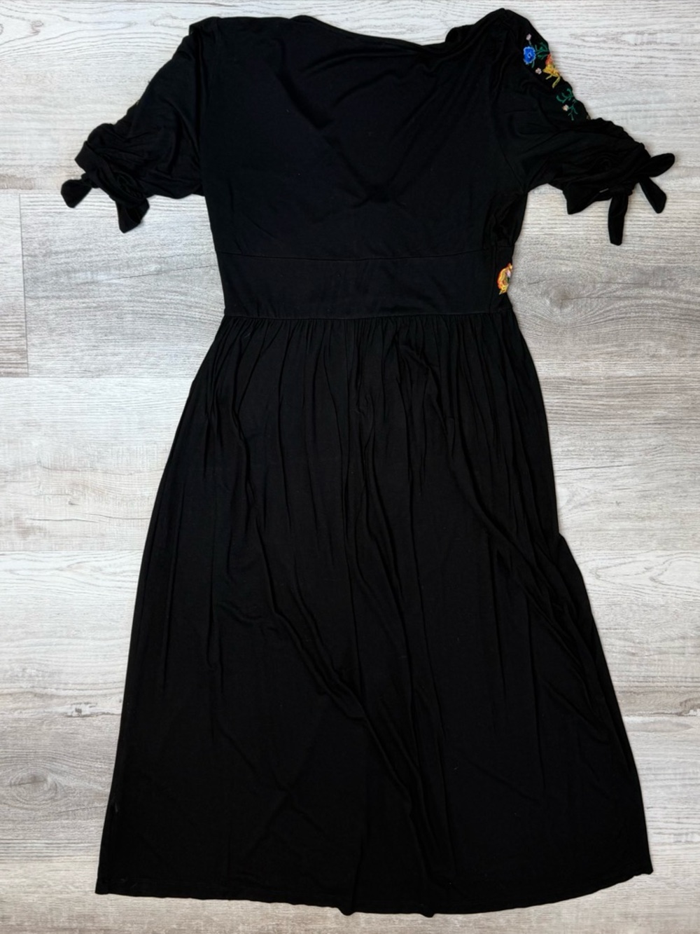 ASOS DESIGN Embroidered Midi Button Through Tea Dress Black Fit & Flare Size 10 - Picture 12 of 15